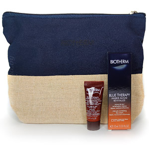 Косметика-уход BIOTHERM Косметичка + Миниатюры (Blue Therapy Amber Algae Revitalize Дневной крем 10 мл + Blue Therapy Amber Therapy Amber Aglae Revitalize Ночной крем 5 мл)