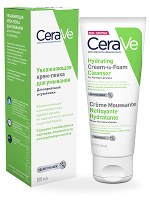 Аптечная косметика. Уход за лицом CERAVE CeraVe Увлажняющий крем-пенка для умывания, 100 мл