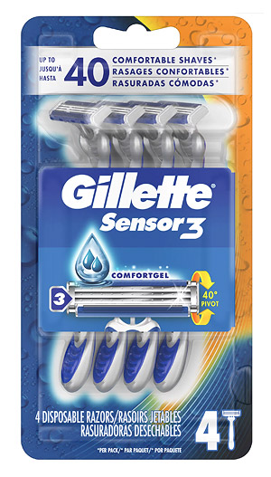 Бритва GILLETTE Gillette Sensor-3 станок одноразовый + 4 кассеты