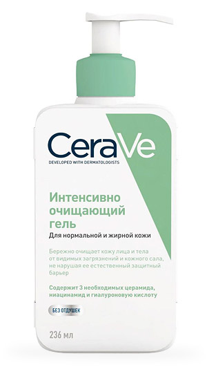 Аптечная косметика. Уход за телом CERAVE CeraVe Интенсивно очищающий гель для нормальной и жирной кожи лица и тела