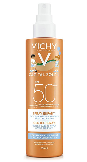 Аптечная косметика. Защита от солнца для детей. VICHY Capital Soleil Мультипозиционный спрей для кожи детей SPF50+