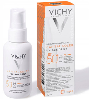 Косметика-уход VICHY Capital Soleil SPF30 Солнцезащитный невесомый флюид против признаков фотостарения кожи лица 50+