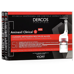 Аптечная косметика. Уход за волосами VICHY Dercos AminexiL Clinical 5 Набор (Средство против выпадения волос для мужчин 21 шт + Dercos Energy Shampoo 200 мл)