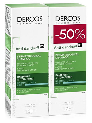 Аптечная косметика. Уход за волосами VICHY Dercos Дуопак Шампунь интенсивный для нормальных и жирных волос