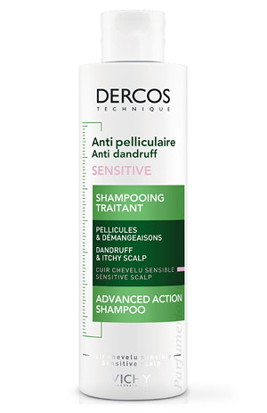 Аптечная косметика. Уход за волосами VICHY Dercos Интенсивный шампунь-уход против перхоти для чувствительной кожи головы