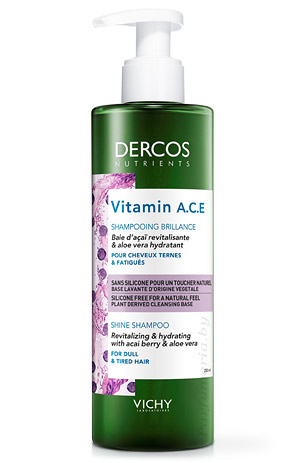 Аптечная косметика. Уход за волосами VICHY Dercos Nutrients Detox Vitamin Шампунь для блеска волос