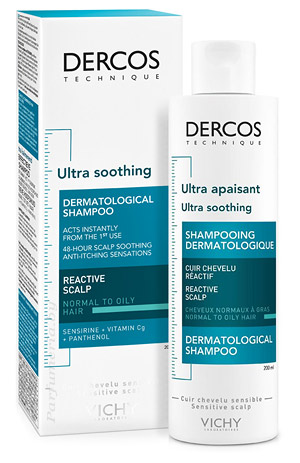 Аптечная косметика. Уход за волосами VICHY Dercos Успокаивающий шампунь-уход без сульфатов для нормальных и жирных волос