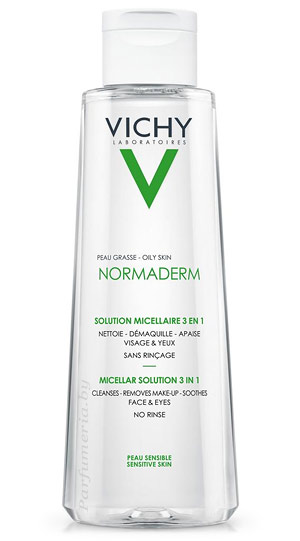 Аптечная косметика. Лосьон для лица VICHY Normaderm Мицеллярный лосьон для снятия макияжа 3в1