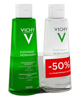 Аптечная косметика. Уход за телом VICHY Normaderm Набор Лосьон сужающий поры 200мл + Мицеллярный лосьон 200мл