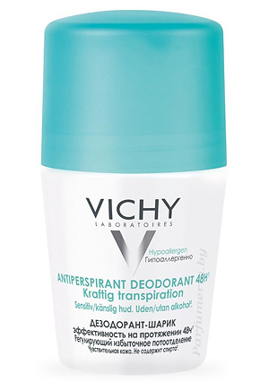 Аптечная косметика. Дезодорант VICHY Шариковый дезодорант, регулирующий избыточное потоотделение 48 часов